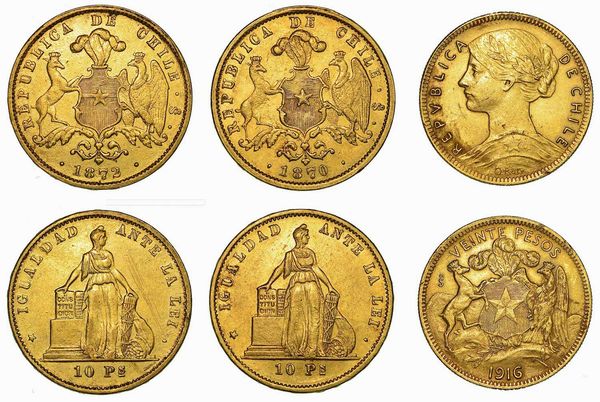 CILE. Lotto di tre monete.  - Asta Numismatica | Rinascimento - Associazione Nazionale - Case d'Asta italiane