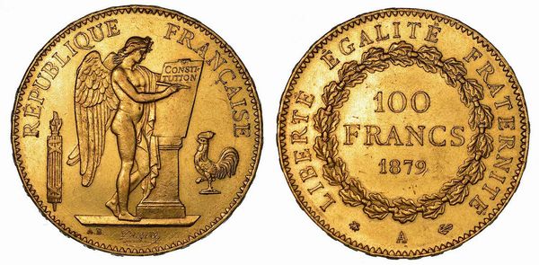 FRANCIA. TROISIEME REPUBLIQUE, 1871-1940. 100 Francs 1879. Parigi.  - Asta Numismatica | Rinascimento - Associazione Nazionale - Case d'Asta italiane