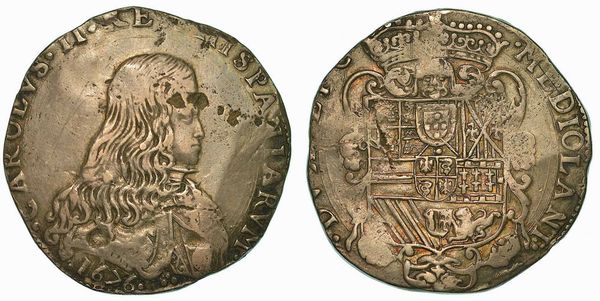 MILANO. CARLO II D'ASBURGO, 1665-1700. Filippo o Carlo 1676.  - Asta Numismatica | Rinascimento - Associazione Nazionale - Case d'Asta italiane
