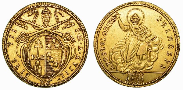 PIO VII (BARNABA GREGORIO CHIARAMONTI), 1800-1823. Doppia (1817-1818) A. XVIII. Roma.  - Asta Numismatica | Rinascimento - Associazione Nazionale - Case d'Asta italiane
