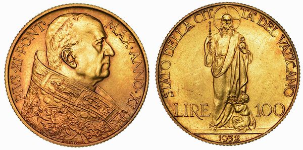 PIO XI (ACHILLE RATTI), 1922-1939. 100 Lire 1932/A. XI.  - Asta Numismatica | Rinascimento - Associazione Nazionale - Case d'Asta italiane
