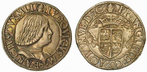 MILANO. LUDOVICO MARIA SFORZA (DETTO IL MORO), 1494-1499. Testone (o Grosso da 20 Soldi).  - Asta Numismatica | Rinascimento - Associazione Nazionale - Case d'Asta italiane