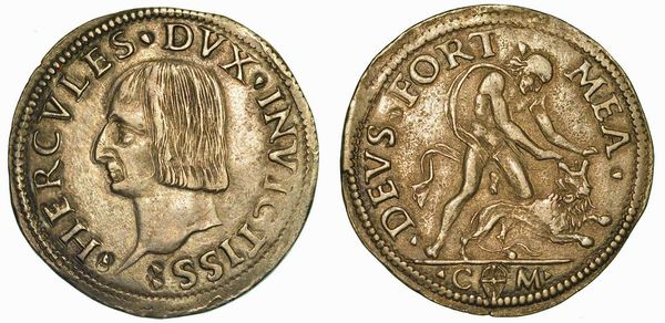 MODENA. ERCOLE I D'ESTE, 1471-1505. Mezzo Testone.  - Asta Numismatica | Rinascimento - Associazione Nazionale - Case d'Asta italiane