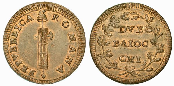 ROMA. PRIMA REPUBBLICA ROMANA, 1798-1799. 2 Baiocchi. IX tipo.  - Asta Numismatica | Rinascimento - Associazione Nazionale - Case d'Asta italiane