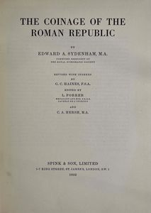 SYDENHAM E. A. The Coinage of the Roman Republic.  - Asta Numismatica | Rinascimento - Associazione Nazionale - Case d'Asta italiane