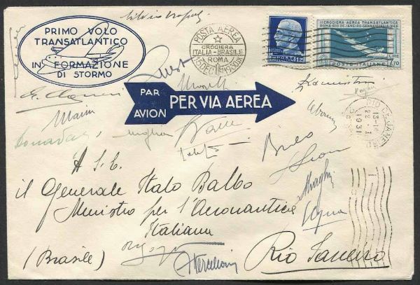 1930, Regno d�Italia, Posta Aerea, aerogramma del 15/12/1930 da Roma per Rio de Janeiro  - Asta Storia Postale e Filatelia - Associazione Nazionale - Case d'Asta italiane