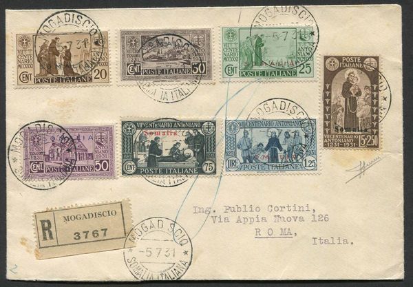 1931, Somalia, San Antonio  - Asta Storia Postale e Filatelia - Associazione Nazionale - Case d'Asta italiane