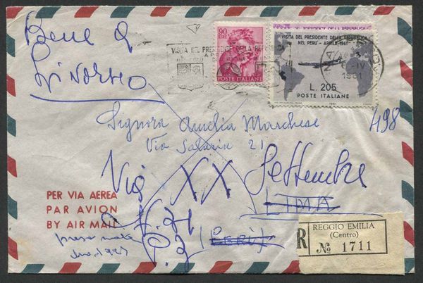 1961, Repubblica Italiana, Viaggio del Presidente Gronchi in Sud America  - Asta Storia Postale e Filatelia - Associazione Nazionale - Case d'Asta italiane