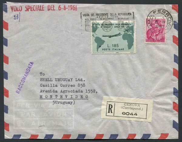 1961, Repubblica Italiana, Viaggio del Presidente Gronchi in Sud America  - Asta Storia Postale e Filatelia - Associazione Nazionale - Case d'Asta italiane