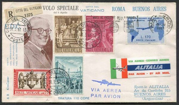 1961, Citt del Vaticano, tre aerogrammi raccomandati  - Asta Storia Postale e Filatelia - Associazione Nazionale - Case d'Asta italiane