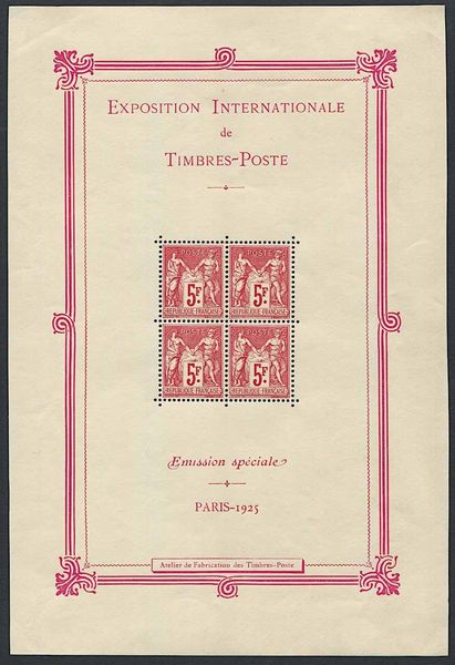 1925, Francia, BF 1  - Asta Storia Postale e Filatelia - Associazione Nazionale - Case d'Asta italiane