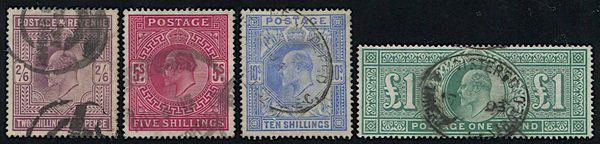 1902, Great Britain, 2 s., 6 d., 5 s., 10 s.  - Asta Storia Postale e Filatelia - Associazione Nazionale - Case d'Asta italiane
