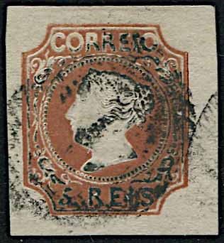 1853, Portogallo, 5 reis bruno  - Asta Storia Postale e Filatelia - Associazione Nazionale - Case d'Asta italiane