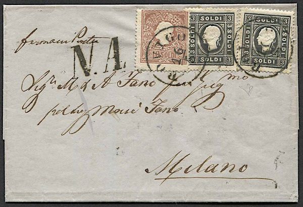 1862, Lombardo Veneto, lettera da Rovigo per Milano del 16 maggio 1862  - Asta Storia Postale e Filatelia - Associazione Nazionale - Case d'Asta italiane
