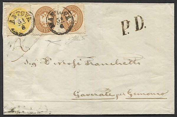 1864, Lombardo Veneto, lettera da Mantova a Gemonio (VA) del 31 agosto 1864  - Asta Storia Postale e Filatelia - Associazione Nazionale - Case d'Asta italiane