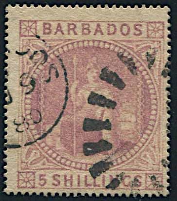 1873, Barbados, 5 s. dull rose  - Asta Storia Postale e Filatelia - Associazione Nazionale - Case d'Asta italiane
