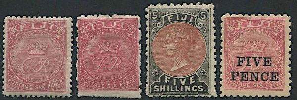 1871/1893, Fiji, group of issues  - Asta Storia Postale e Filatelia - Associazione Nazionale - Case d'Asta italiane