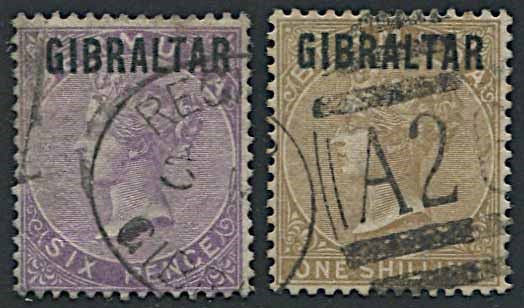 1886, Gibraltar, Bermuda stamps overprinted Gibraltar  - Asta Storia Postale e Filatelia - Associazione Nazionale - Case d'Asta italiane