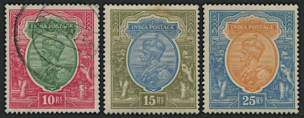 1926/32, India, George V, six values  - Asta Storia Postale e Filatelia - Associazione Nazionale - Case d'Asta italiane