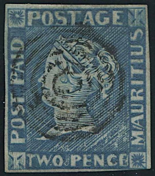 1854/57, Mauritius, 2 d. blue  - Asta Storia Postale e Filatelia - Associazione Nazionale - Case d'Asta italiane