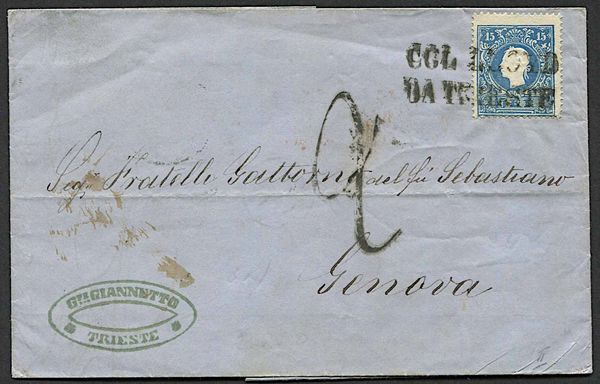 1860, Austria, lettera da Trieste per Genova del 27 giugno 1860  - Asta Storia Postale e Filatelia - Associazione Nazionale - Case d'Asta italiane