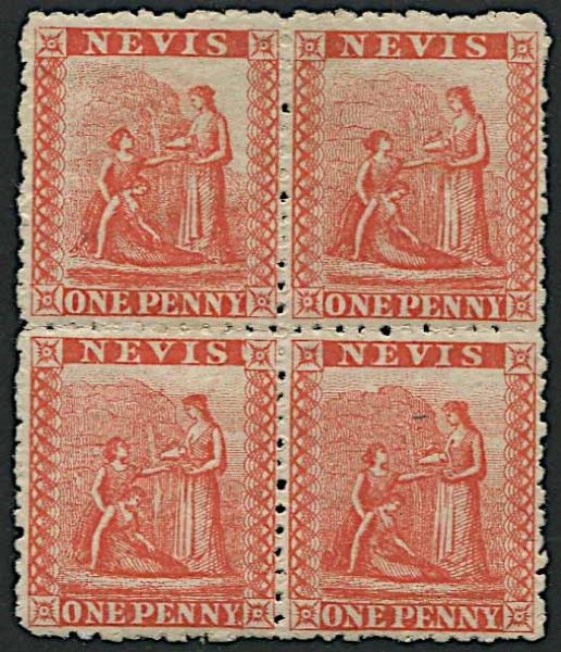 1878, Nevis, 1 d. vermillion-red  - Asta Storia Postale e Filatelia - Associazione Nazionale - Case d'Asta italiane
