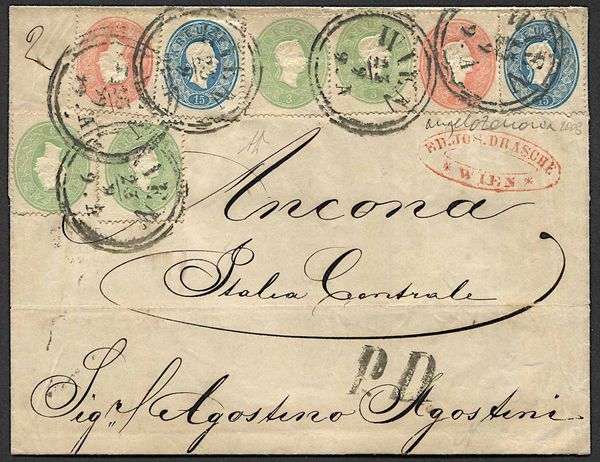 1862, Austria, lettera da Vienna per Ancona del 27 settembre 1862  - Asta Storia Postale e Filatelia - Associazione Nazionale - Case d'Asta italiane