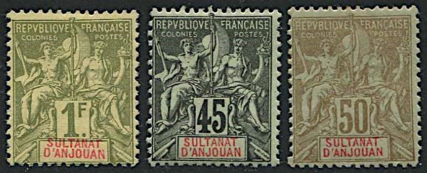 1892/99, Anjouan, set of thirteen  - Asta Storia Postale e Filatelia - Associazione Nazionale - Case d'Asta italiane