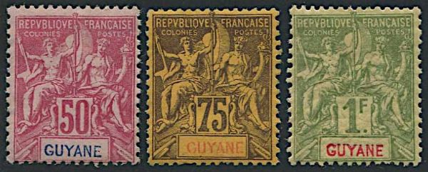 1892, French Guyane, set of thirteen  - Asta Storia Postale e Filatelia - Associazione Nazionale - Case d'Asta italiane