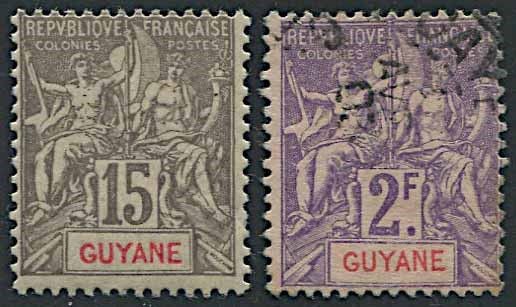 1900/04, French Guyane, set of six  - Asta Storia Postale e Filatelia - Associazione Nazionale - Case d'Asta italiane