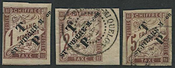 1892, Saint Pierre et Miquelon, postage due overprinted  - Asta Storia Postale e Filatelia - Associazione Nazionale - Case d'Asta italiane