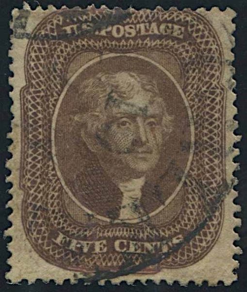 1857/61, United States, 5 cent. brown  - Asta Storia Postale e Filatelia - Associazione Nazionale - Case d'Asta italiane