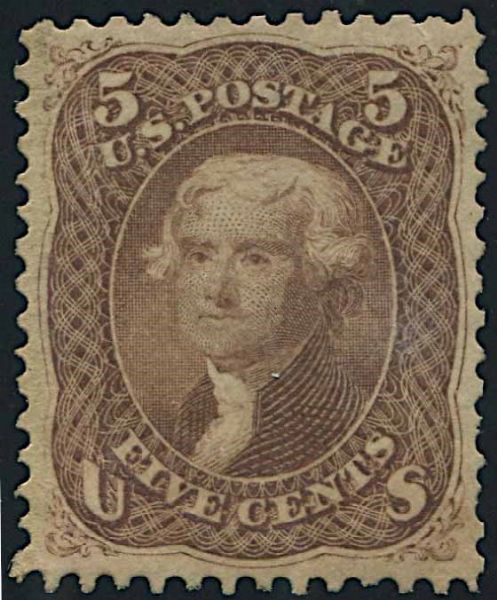 1861/66, United States, 5 cent. brown  - Asta Storia Postale e Filatelia - Associazione Nazionale - Case d'Asta italiane