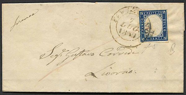 1859, Modena, lettera da Fivizzano per Livorno del 7 luglio 1859  - Asta Storia Postale e Filatelia - Associazione Nazionale - Case d'Asta italiane
