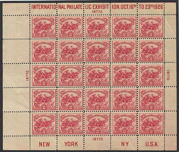 1926, United States, International Philatelic Exhibition issue  - Asta Storia Postale e Filatelia - Associazione Nazionale - Case d'Asta italiane