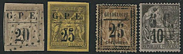1884/1891, Guadalupa, francobolli di colonie francesi soprastampati, nuovi o usati  - Asta Storia Postale e Filatelia - Associazione Nazionale - Case d'Asta italiane