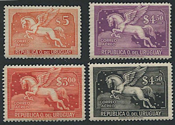 1929/35, Uruguay, �Pegasus�, Air Post, four set hinged  - Asta Storia Postale e Filatelia - Associazione Nazionale - Case d'Asta italiane