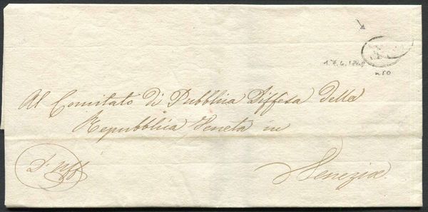 1848, Sovracoperta da Venezia per citt del 17 aprile  - Asta Storia Postale e Filatelia - Associazione Nazionale - Case d'Asta italiane