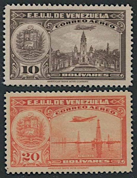 1938, Venezuela, Air Post, set of eighteen  - Asta Storia Postale e Filatelia - Associazione Nazionale - Case d'Asta italiane