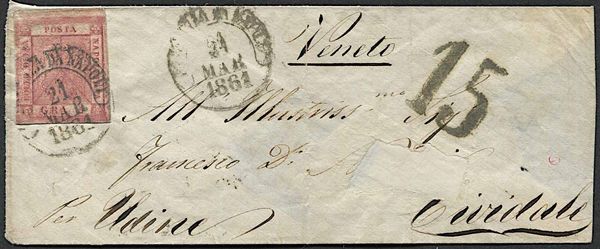 1861, Napoli, lettera da Napoli per Cividale (Udine) del 21 marzo 1861  - Asta Storia Postale e Filatelia - Associazione Nazionale - Case d'Asta italiane