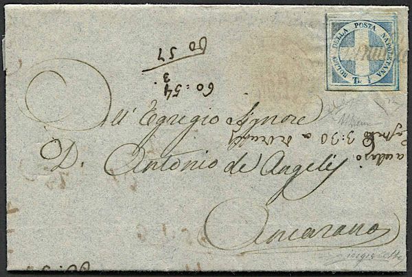 1861, Napoli, Luogotenenza, circolare da Teramo per Arcarano del 7 febbraio 1861  - Asta Storia Postale e Filatelia - Associazione Nazionale - Case d'Asta italiane