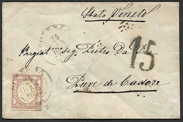 1862, Province Napoletane, lettera da Potenza per Pieve di Cadore del 24 gennaio 1862  - Asta Storia Postale e Filatelia - Associazione Nazionale - Case d'Asta italiane