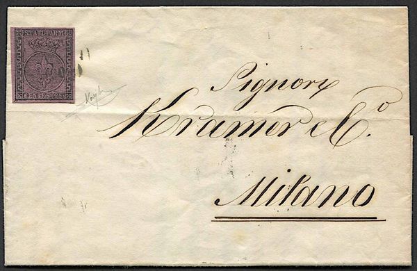 1854, Parma, lettera da Parma per Milano del 22 agosto 1854  - Asta Storia Postale e Filatelia - Associazione Nazionale - Case d'Asta italiane