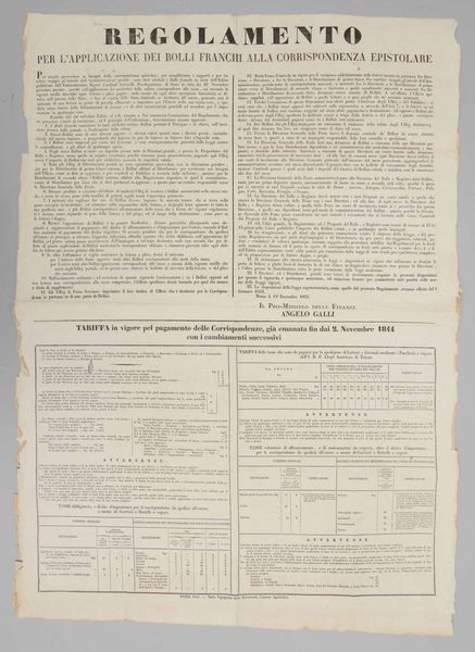 1851, Regolamento �per l�applicazione dei bolli franchi alla corrispondenza epistolare�  - Asta Storia Postale e Filatelia - Associazione Nazionale - Case d'Asta italiane
