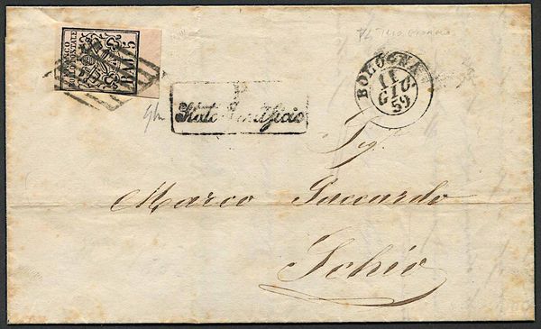 1859, Pontificio, lettera da Bologna per Schio dell11 giugno 1859  - Asta Storia Postale e Filatelia - Associazione Nazionale - Case d'Asta italiane
