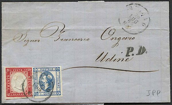 1863, Sardegna, lettera da Milano per Udine del 20 luglio 1863  - Asta Storia Postale e Filatelia - Associazione Nazionale - Case d'Asta italiane