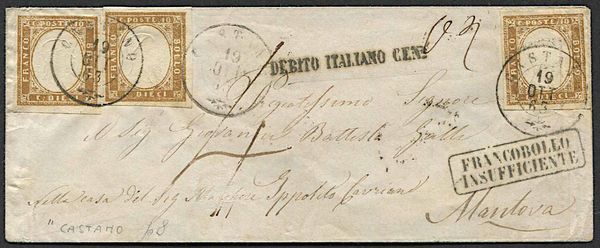 1863, Sardegna, lettera da Castano (Primo) per Mantova del 19 ottobre 1863  - Asta Storia Postale e Filatelia - Associazione Nazionale - Case d'Asta italiane