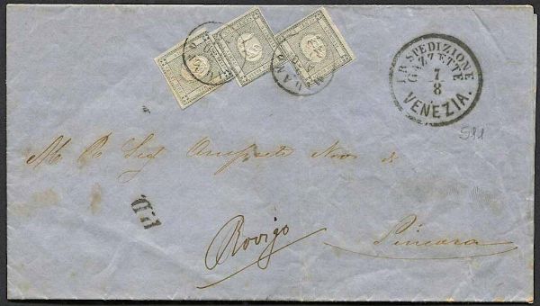 1861, Sardegna, stampe, lettera da Milano per Pincaro (Rovigo) del 5 agosto 1861  - Asta Storia Postale e Filatelia - Associazione Nazionale - Case d'Asta italiane