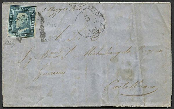 1860, Sicilia, periodo insurrezionale, lettera da Palermo per Castelbuono del 5 maggio 1860  - Asta Storia Postale e Filatelia - Associazione Nazionale - Case d'Asta italiane