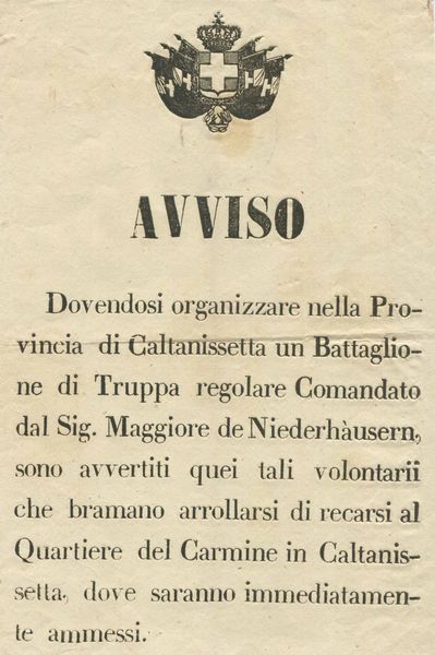 Risorgimento, volantino pubblicato e distribuito in Sicilia  - Asta Storia Postale e Filatelia - Associazione Nazionale - Case d'Asta italiane